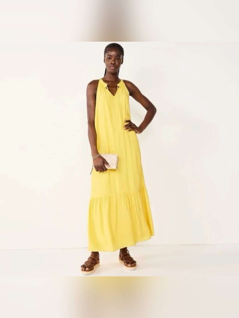 Nine West Sunny Yellow Sleeveless Maxi Dress